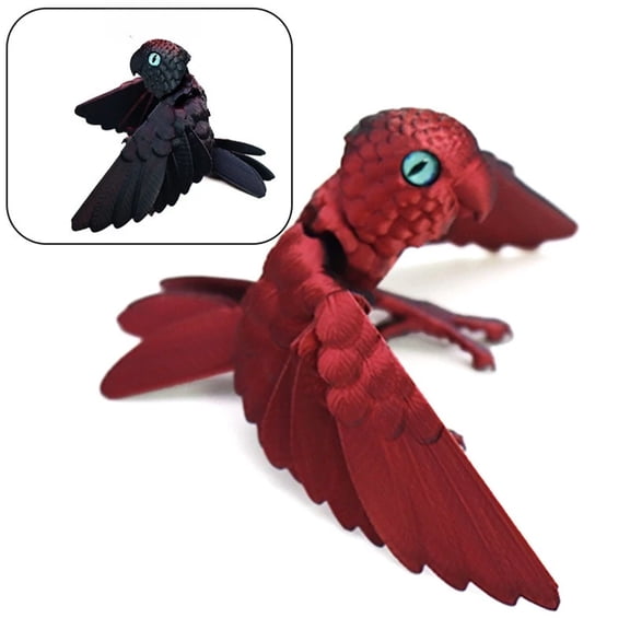 3D Printed Articulated Parrot Model with Movable Wings and Joints Colorful Bird Figurine Sensory Desk Decor Collectible Gift
