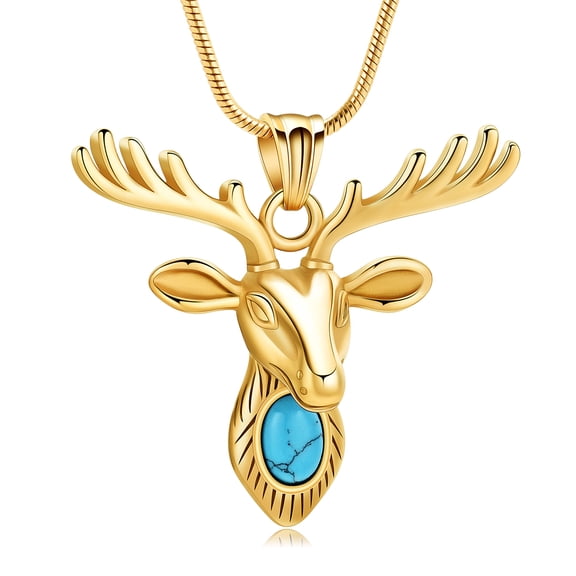 Deer Urn Necklace for Ashes Stainless Steel Antler Cremation Jewelry Urn Necklace for Pet/Human Ashes for Women Men