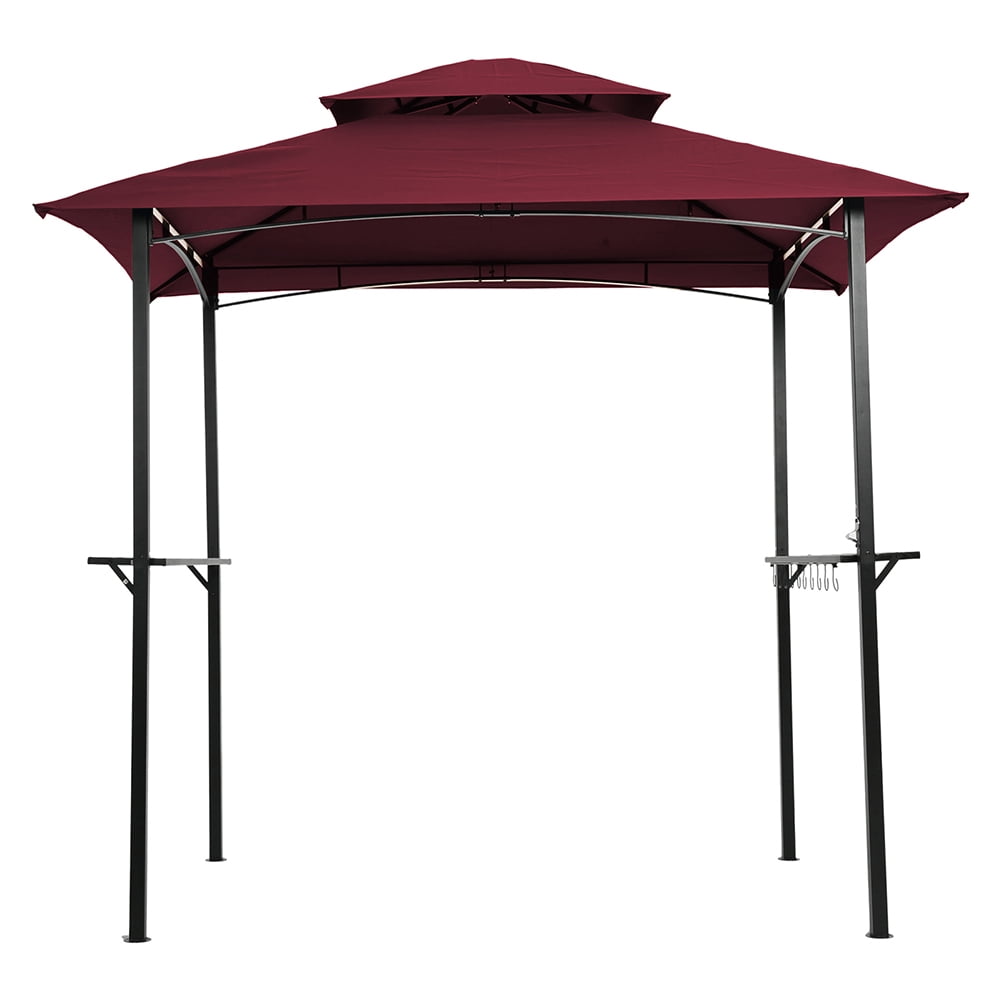 Kepooman 8' x 5' Outdoor Barbecue Tent with Double Top, Barbecue Pavilion for Camping, Barbecue Awning for Patio, Available at Night, Red Kepooman 8' x 5' Outdoor Barbecue Tent with Double Top, Barbecue Pavilion for Camping, Barbecue Awning for Patio, Available at Night, Red