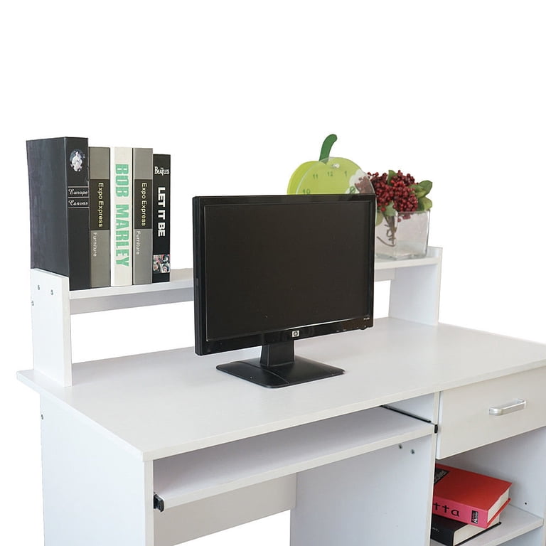 Zimtown Home Office Computer Desk with Drawer and Shelf, White