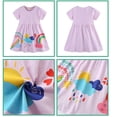 thumbnail image 5 of WIBACKER 2-7T Kids Girls Summer Casual Dresses Cotton Short Sleeve Crew Neck Dress for Toddler - Purple Rainbow, 5 of 9