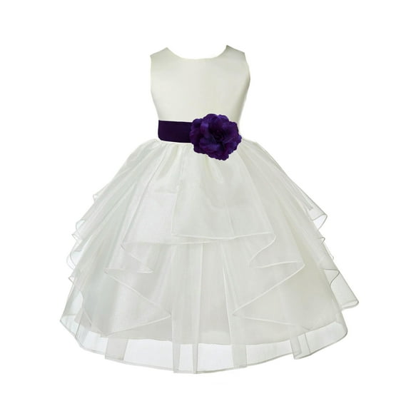 Ekidsbridal Ivory Purple Shimmering Organza Flower Girl Dress Junior Beauty Pageant Mini Bridal Gown Ballroom Dance Recital 4613T M
