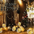 thumbnail image 4 of Decoración de fiesta de cumpleaños de oro rosa, pancarta de feliz cumpleaños, cortina con flecos de oro rosa, mantel de aluminio, globos de confeti de papel de aluminio con forma de corazón y, 4 of 7