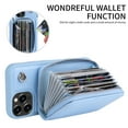 thumbnail image 4 of Crossbody Wallet Case for iPhone 12 Pro Max, RFID Blocking Leather Purse Case with Card Holder Kickstand, Protective Handbag Back Flip Phone Cover with Zipper Shoulder Strap for Women, Skyblue, 4 of 9