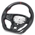 thumbnail image 1 of Carbon Fiber Steering Wheel, Perforated Leather Racing Design Customized Steering Wheel Red Stitching  for  Tourneo Custom, 1 of 7