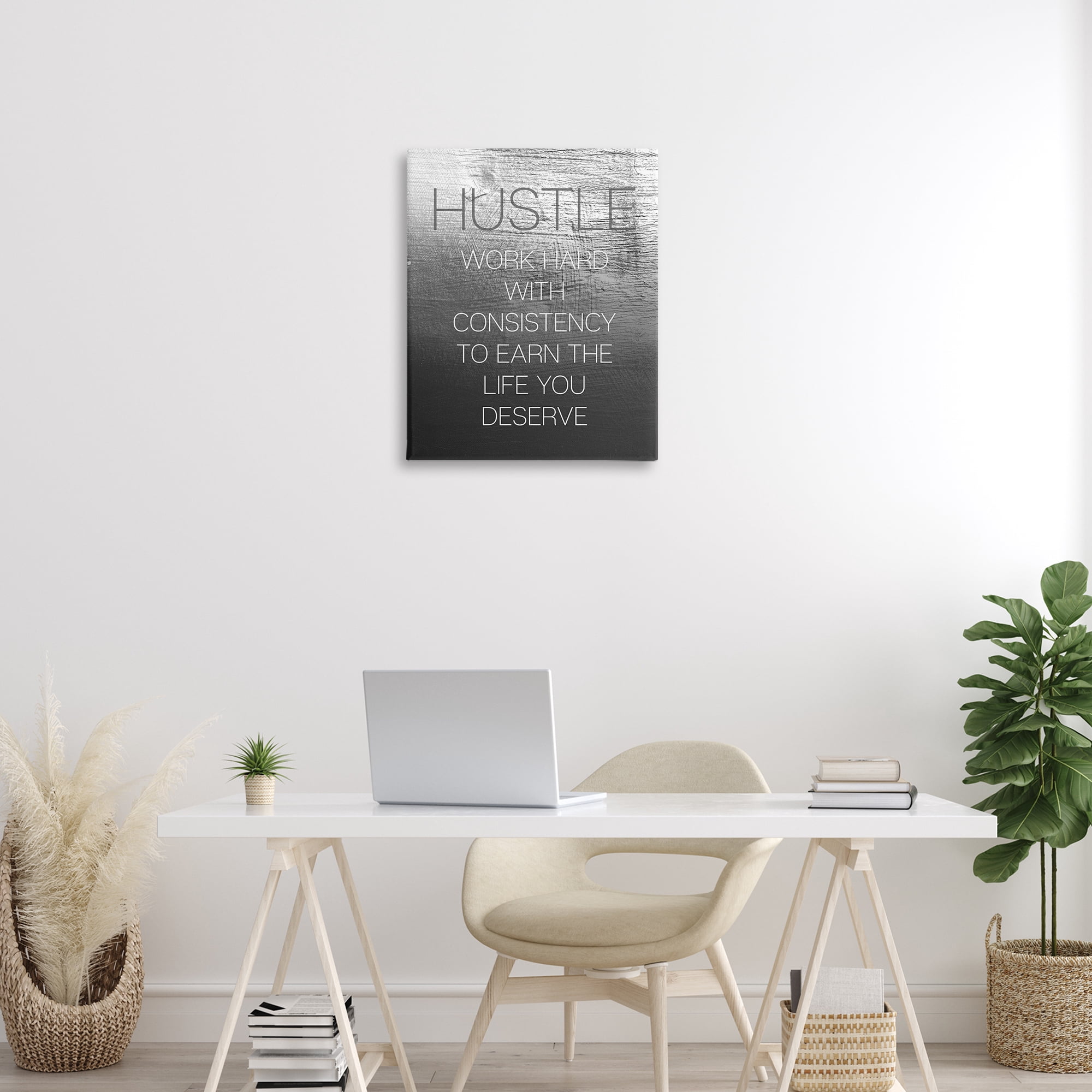 Stupell Industries Hustle Motivational Definition Text & Numbers Painting Wrapped Canvas Art Print Wall Art, 24 x 30