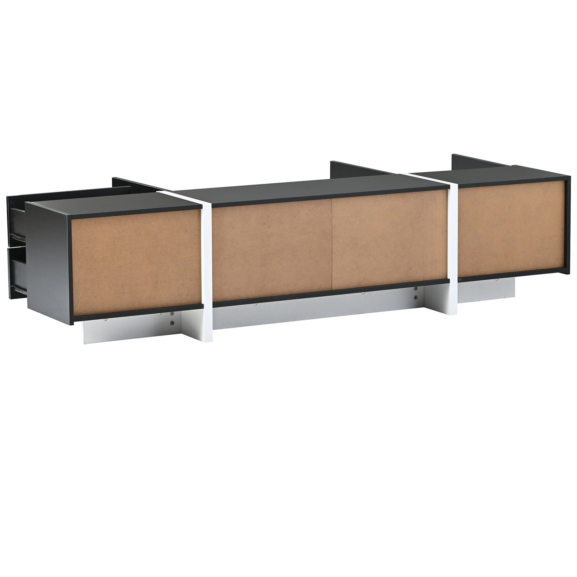 Aukfa TV Stand with 2 Drawers and 3 Big Cabinets for TVs up to 80" - Black