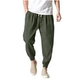 thumbnail image 2 of Blmnix Linen Pants Trousers for Men Joggers Baggy Low Rise Travel Pants Pants Taper Ankle Green Mens Casual Pants,XXXL, 2 of 9