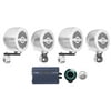 (4) Rockville Chrome 4" Tower Speakers+Hifonics Amp+Bluetooth For ATV/UTV/Cart