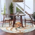 thumbnail image 3 of Round Rugs 6Ft, Brown Octopus Coastal Round Area Rug Washable Indoor Throw Carpet, Nautical Summer Beach Ocean Soft Non Slip Circle Rug for Office Cabinet Home Decor Aesthetic, 3 of 8