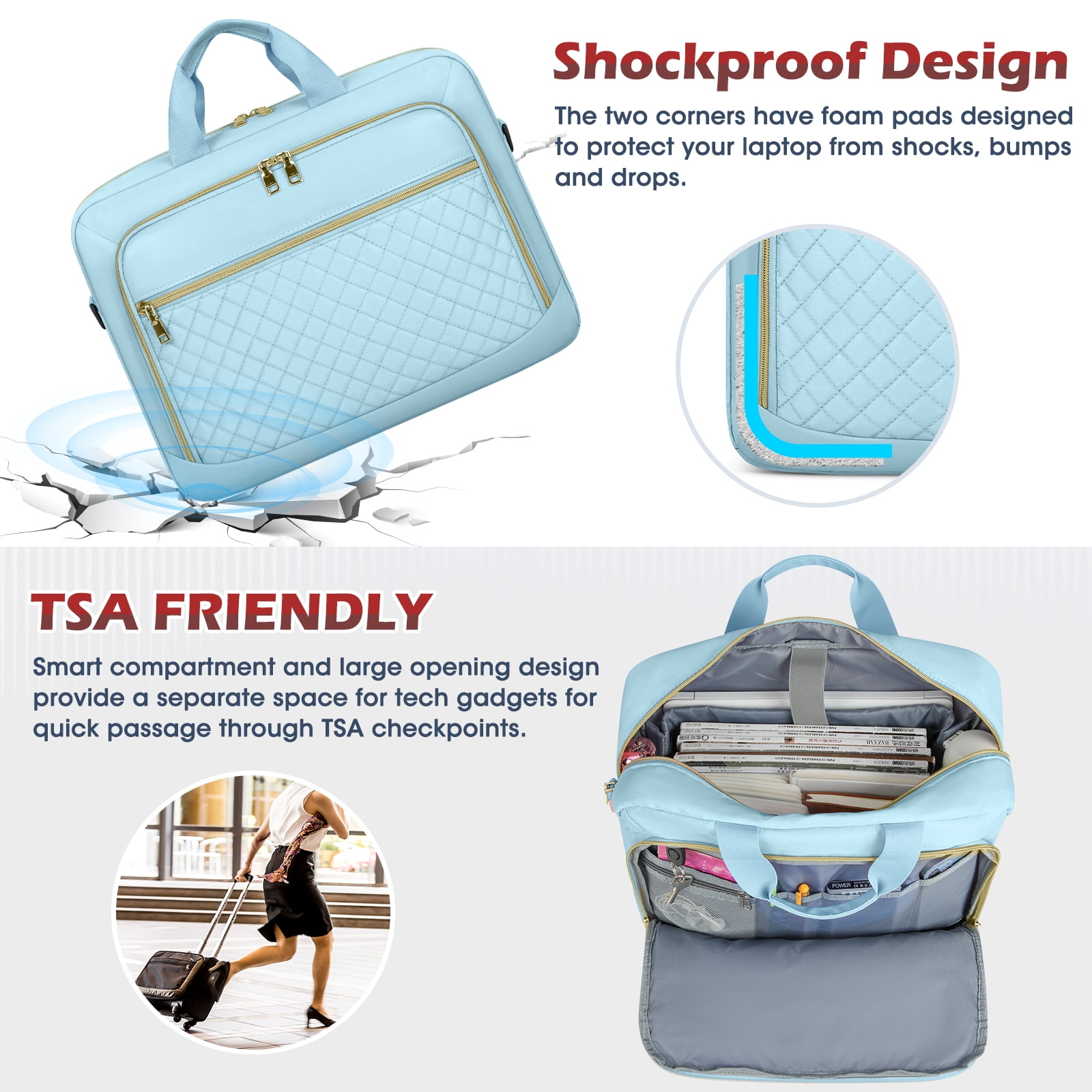 Laptop Bag 17.3 Inch Laptop Briefcase for Women Men Messenger Bag Waterproof Shoulder Large Computer Bag for Business Office Work College,Black