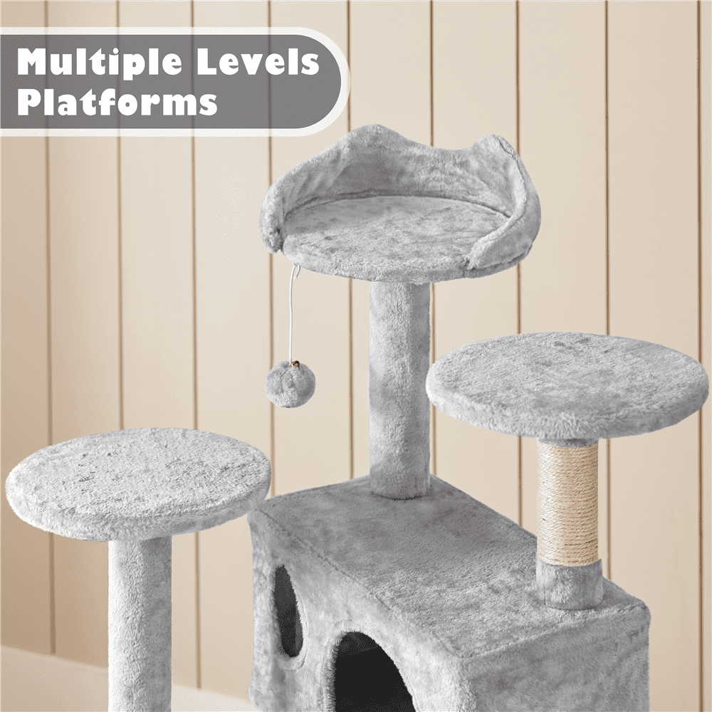 Renwick 54.5" Cat Tree Tower with Condos and Scratching Posts, Light Gray