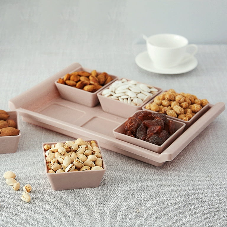 Gnmfd 6-Slot Snack and Fruit Serving Tray, Multi-Compartment