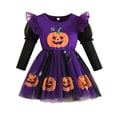 thumbnail image 3 of YUEHUA Halloween Fancy Gown for Toddler Kids, Sequin Embellished Overlay with Velvet Bow, Pretty Ruffled Hem Holiday Carnival Dress for 5-8, 3 of 8