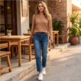 thumbnail image 6 of Dwellite Women Long Sleeve Sweater Waffle Oversized Pullover Tops Casual Loose Henley Blouses for Fall Winter Ginger XL, 6 of 6