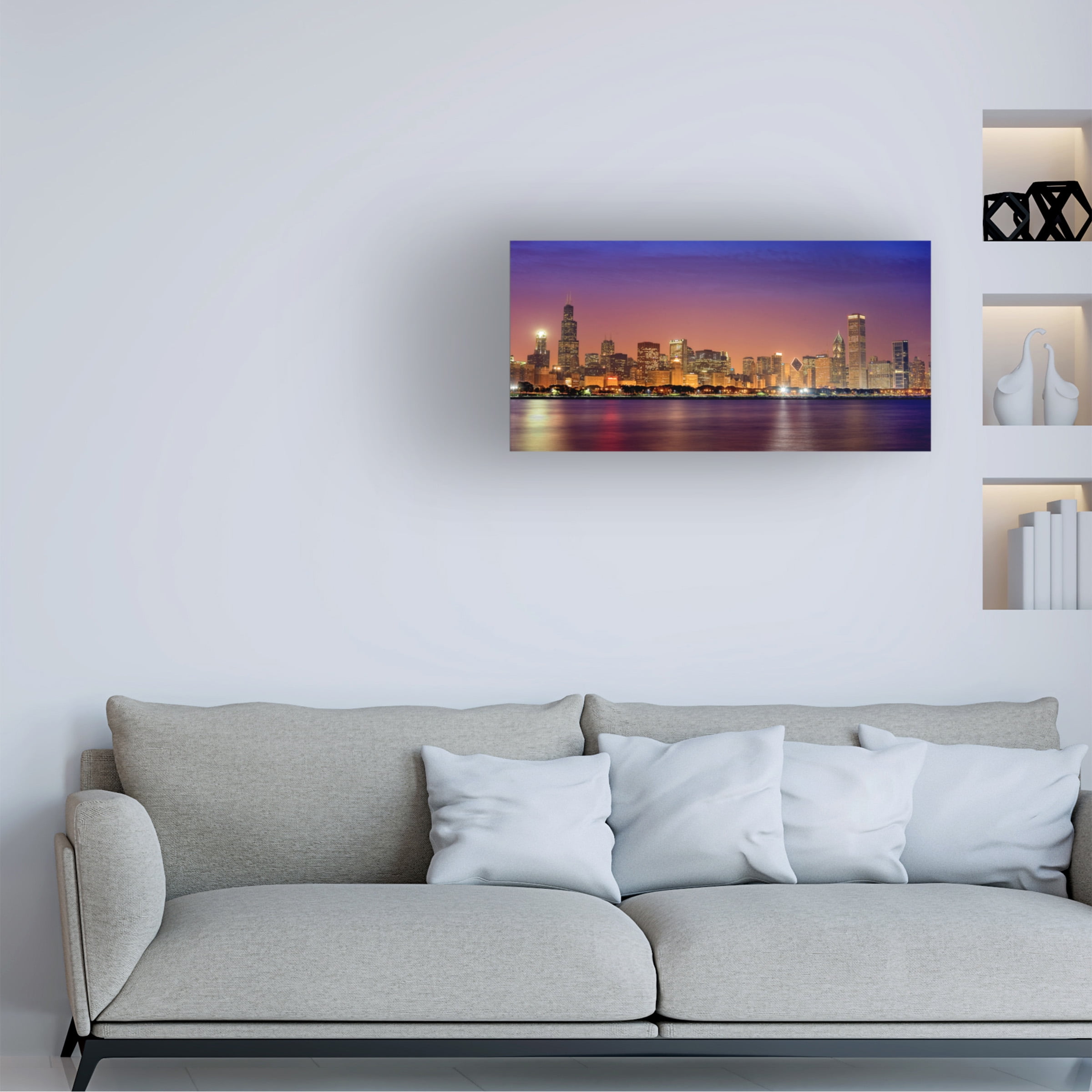 Mike Jones Photo 'Chicago Dusk full skyline' Canvas Art