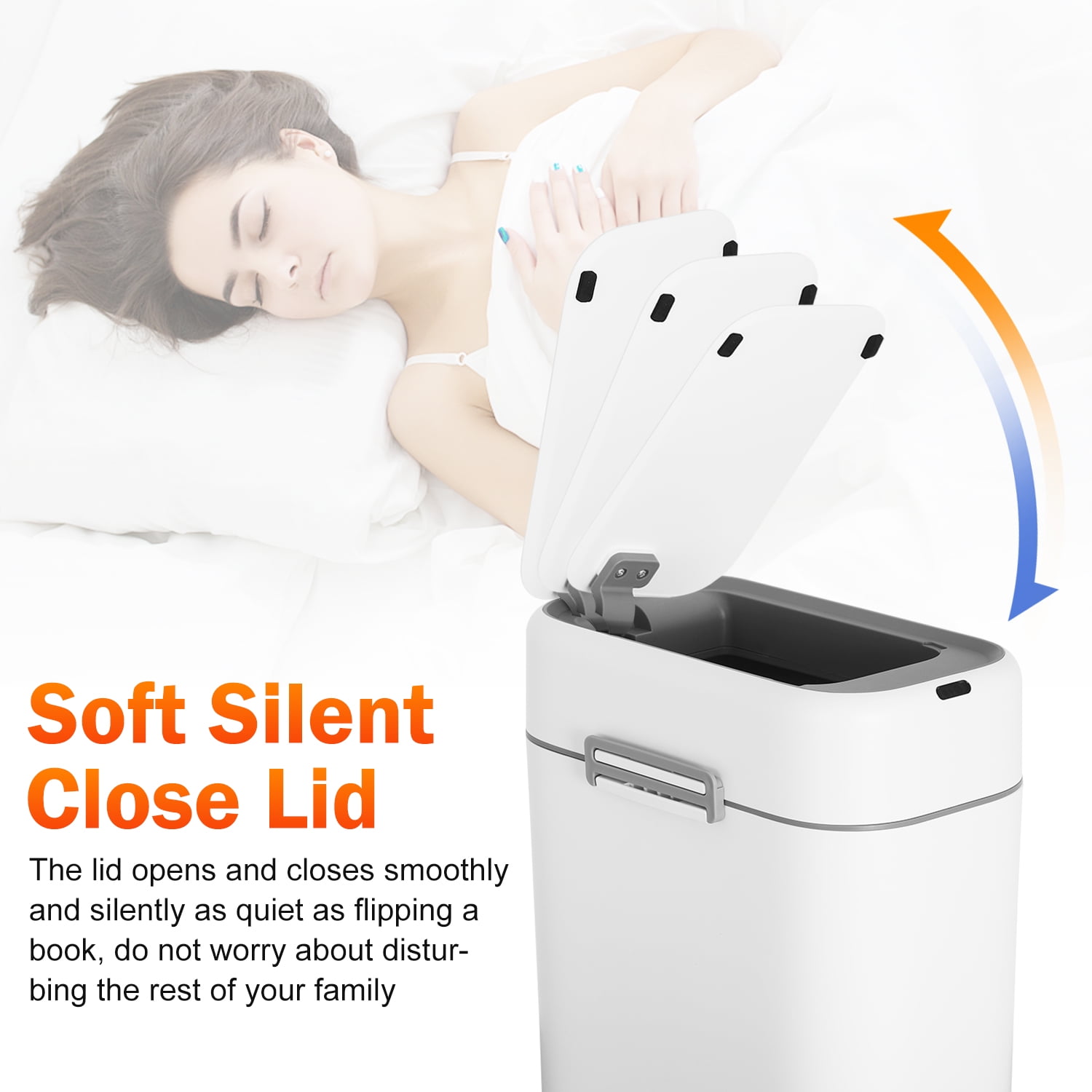 2.2 Gallon Automatic Trash Can with Lid, Touchless Bathroom Small Mini Trash Can Touchless Garbage Can Smart Motion Sensor for Office Bedroom, Kitchen, White(Pack of 2)