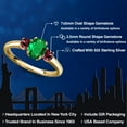 thumbnail image 2 of Gem Stone King 18K Yellow Gold Plated Silver Green Nano Emerald and Red Rhodolite Garnet Engagement Ring for Women | 1.04 Cttw | Oval 7X5MM | Gemstone May Birthstone | Size 7, 2 of 6