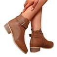 thumbnail image 5 of EKVAHL Women's Orthopedic Walking Ankle Boots, Buckle Strap Low Heel Booties, Arch Support Wide Fit Round Toe Vintage Daily Outdoor Casual Short Boots Brown, 5 of 5