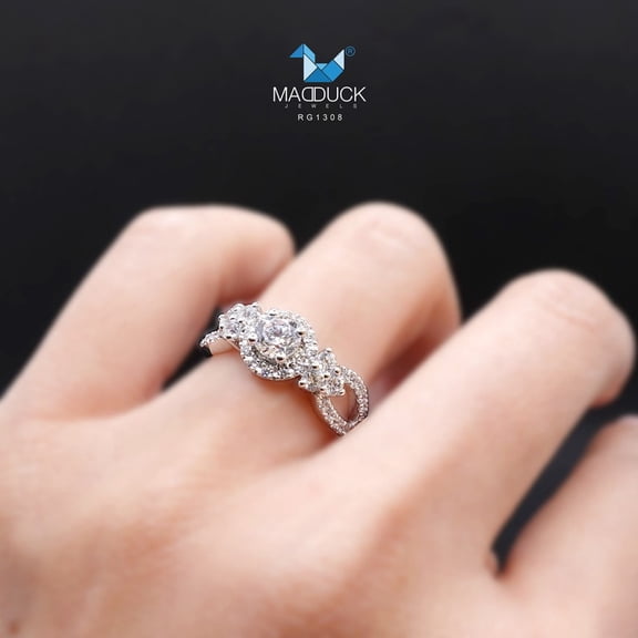 0.50 Cts Cubic Zirconia / Sterling Silver 925 Ring / Rhodium plated Nickel-Free / MadDuckJewels RG1308 / Thailand Jewelry