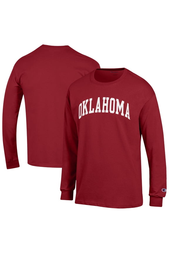 Men's Champion  Crimson Oklahoma Sooners Basic Arch Long Sleeve T-Shirt
