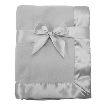 American Baby Company Fleece Blanket 30 X 40 with 2 Satin Trim, Grey, for Boys and Girls
