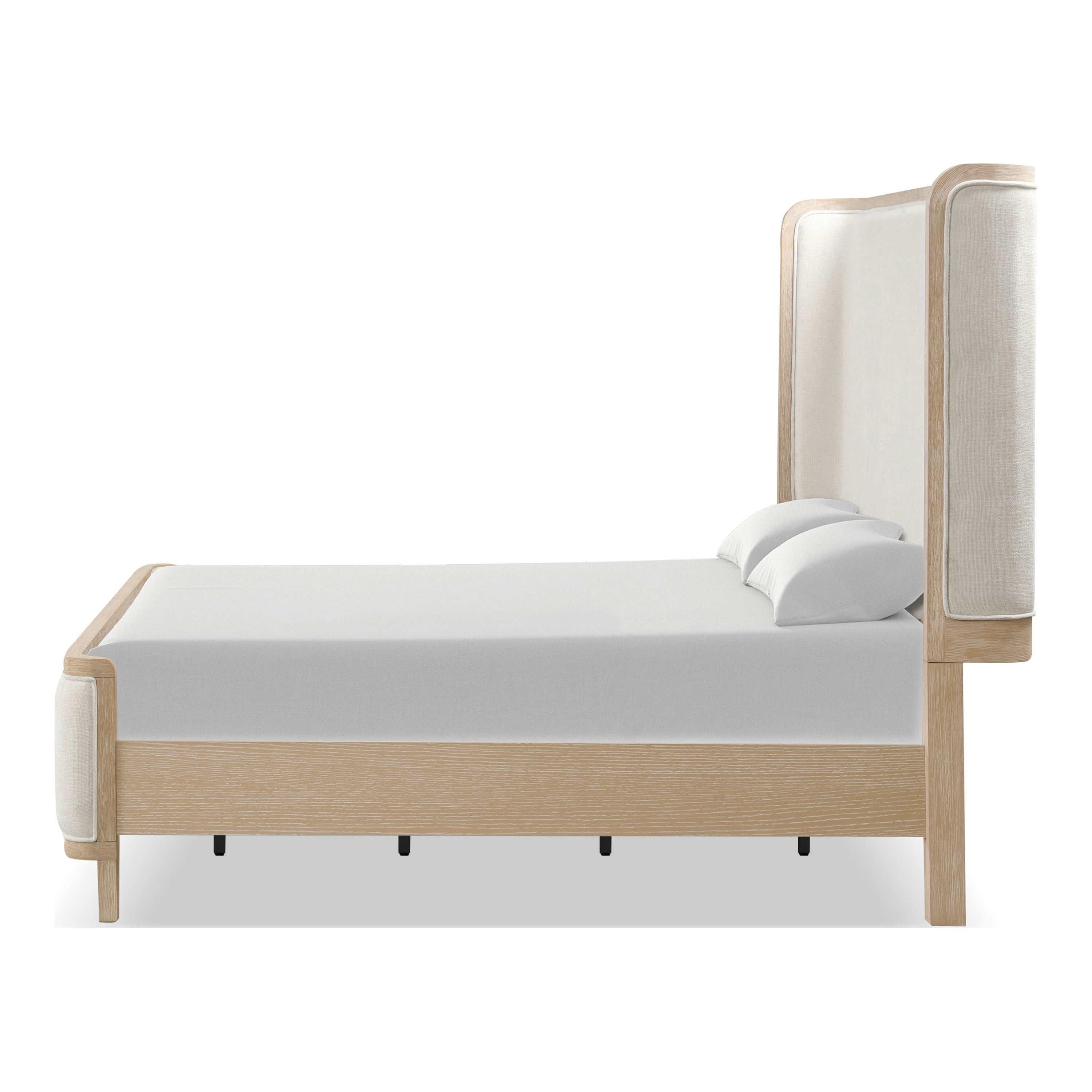 Furniture of America Enmi Solid Wood Wingback Panel Bed, Queen, Natural Oak