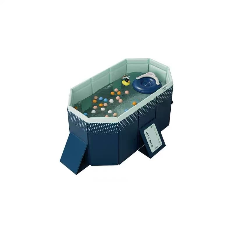 SESSLIFE Folding Swimming Pool, Non-Inflatable Portable Pool,Inflatable-Free and Durable with Triangle Support , Portable Space-saving Design, 65.35" × 42.13" × 17.72"
