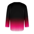 thumbnail image 4 of Huresd Summer Shirts for Men 3/4 Sleeve Crew Neck T-Shirt Casual Loose Gradient Print Clothes Hot Pink 3XL, 4 of 4