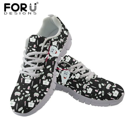 

Cartoon Dental Medical Pattern Ladies Spring Flat Shoes Breathable Air Mesh Sneakers Women s Casual Lace Up Shoes