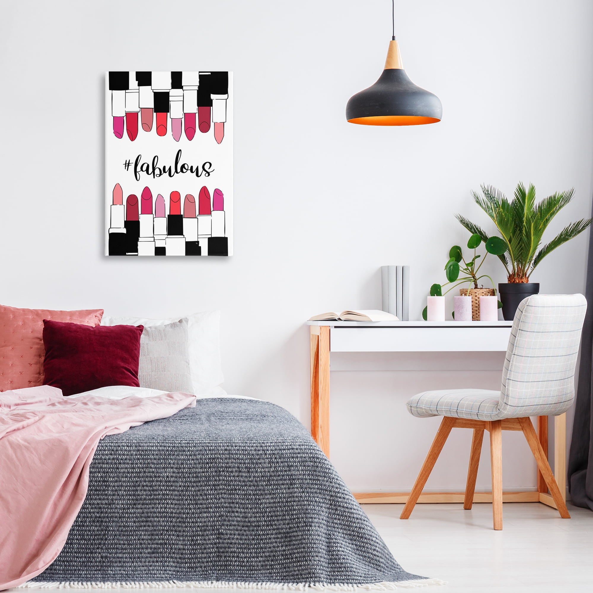 Stupell Industries Hashtag Fabulous Lipstick Beauty & Fashion Painting Gallery Wrapped Canvas Art Print Wall Art, 20 x 30