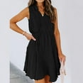 thumbnail image 3 of Mefallenssiah Women Chiffon Pom V-Neck Sleevless Drawstring Short Skirt Dress, 3 of 6
