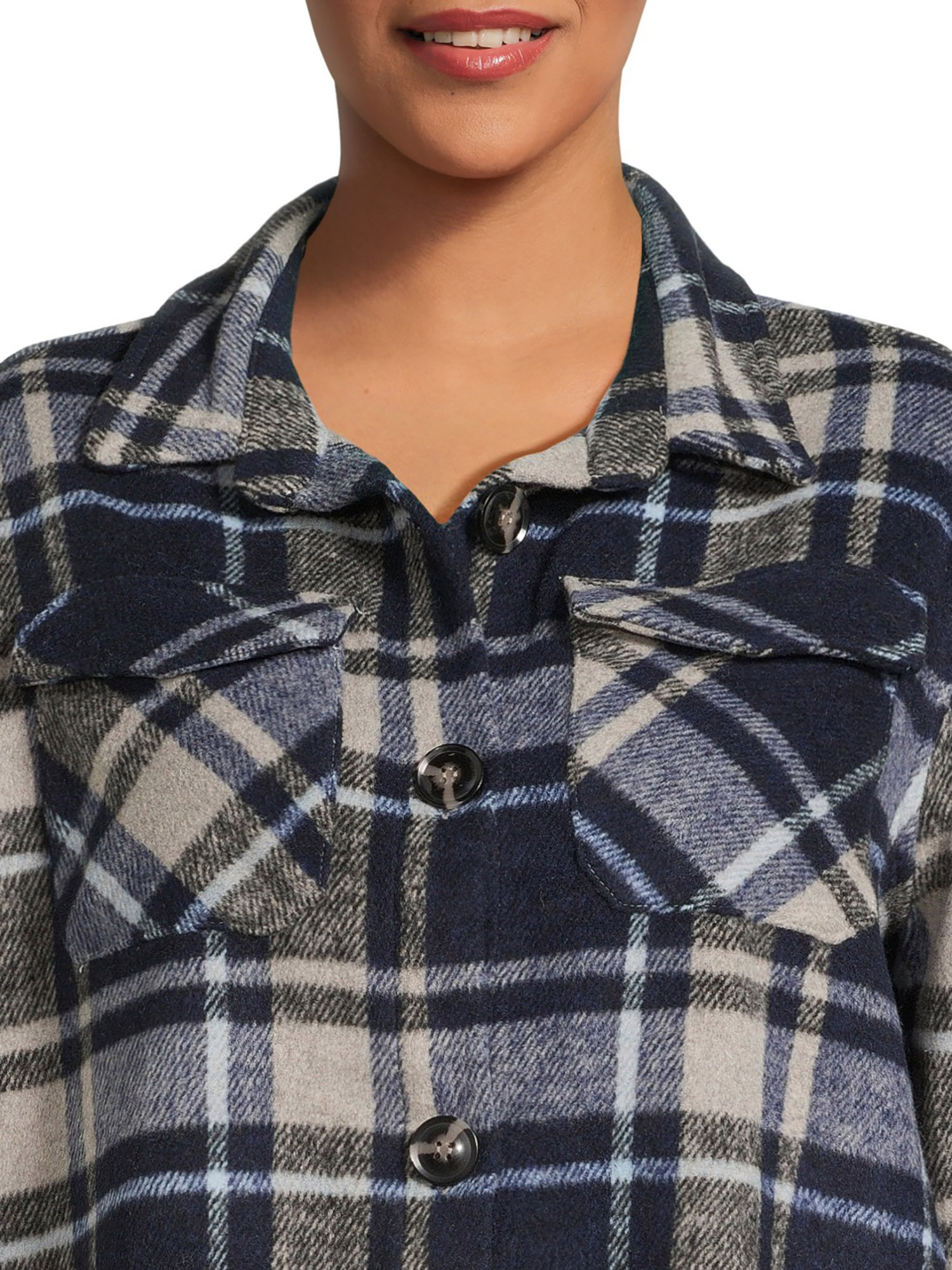 Jason Maxwell Women's and Women's Plus Size Plaid Button Down Shacket, Sizes S-3X