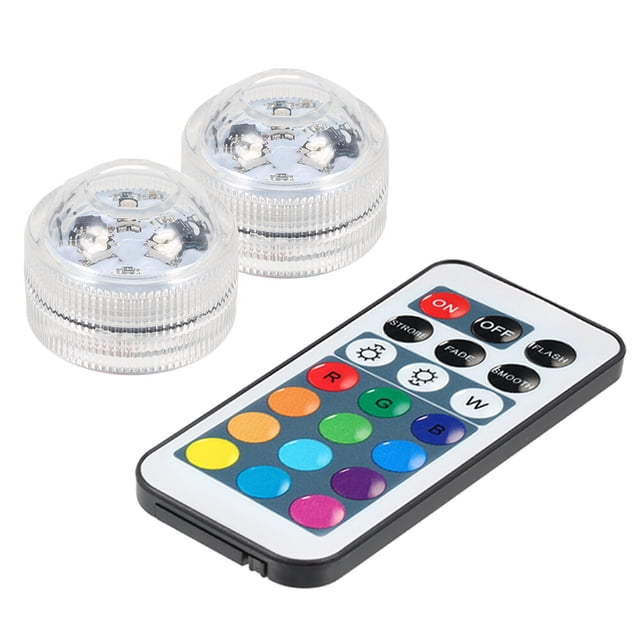 Graflsoa Lumières sous-Marines Compactes RGB LED avec Télécommande, IP68 Étanche, 13 Options de Couleur, Ensemble de 2