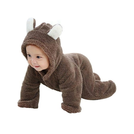 

Infant Newborn Baby Boy Girl Fleece Hooded Romper Jumpsuit Bodysuit Outfits