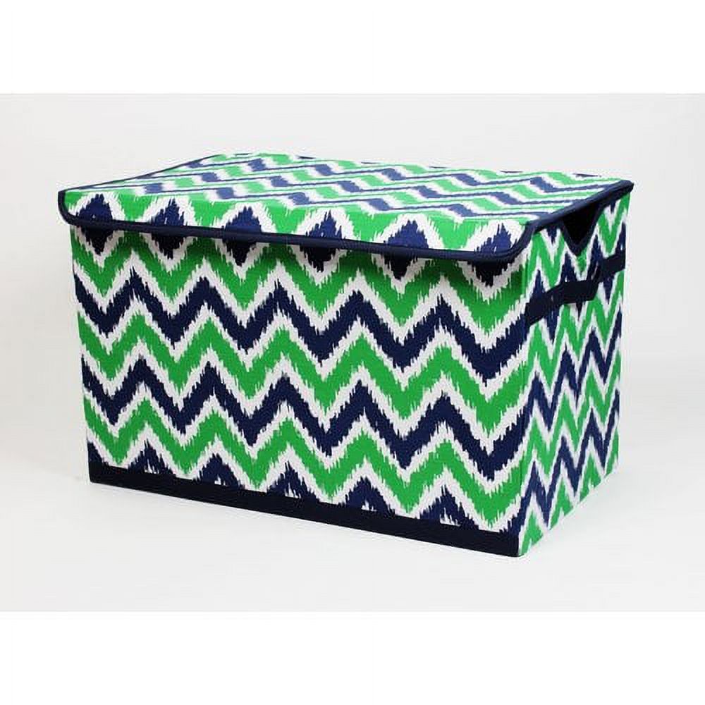 Bacati - MixNMatch Pink Zigzag Cotton Percale Fabric covered Storage, Toy Chest, 24.5 L x 15 W x 14 H inches
