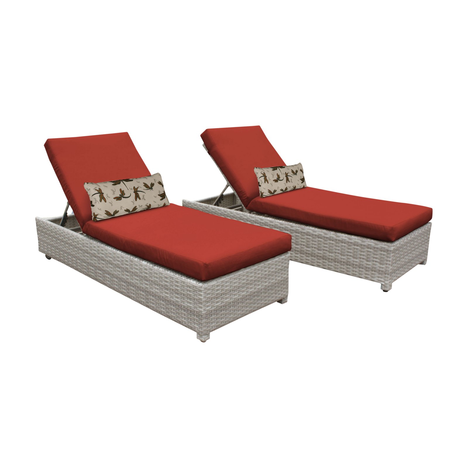TK Classics Fairmont Wheeled Wicker Outdoor Chaise Lounge Chair - Set of 2 - image 1 of 11