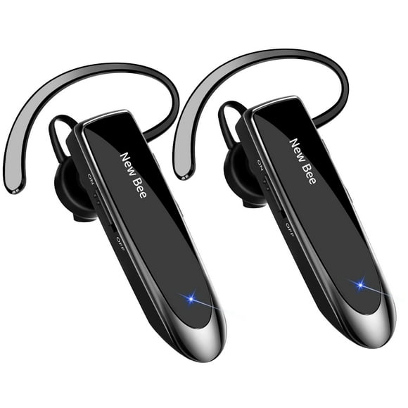 New Bee [2 unidades] Auricular Bluetooth inalámbrico manos libres V5.0 24 horas de conducción con micrófono 60 días de tiempo de espera para iPhone Android Samsung portátil conductor de camión