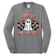 thumbnail image 2 of Wild Bobby Hippie Halloween Ghost Bats Stars Halloween Pink Orange Purple Halloween Halloween Men Long Sleeve Shirt, Heather Grey, Large, 2 of 6