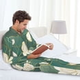 thumbnail image 6 of Lsque Lotus Golden Line Pattern Long Sleeve Pajama Set for Men - Soft 2-Piece Sleepwear and Loungewear Set with Pockets, Comfy Nightwear-X-Large, 6 of 7