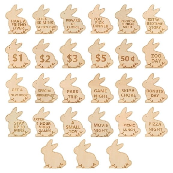 Easter Decoration Easter Egg for Kids 27 Pack Wooden Bunny Easter Egg Blank Natural Easter Eggs Fillers No Candy Basket Stuffers for Kids