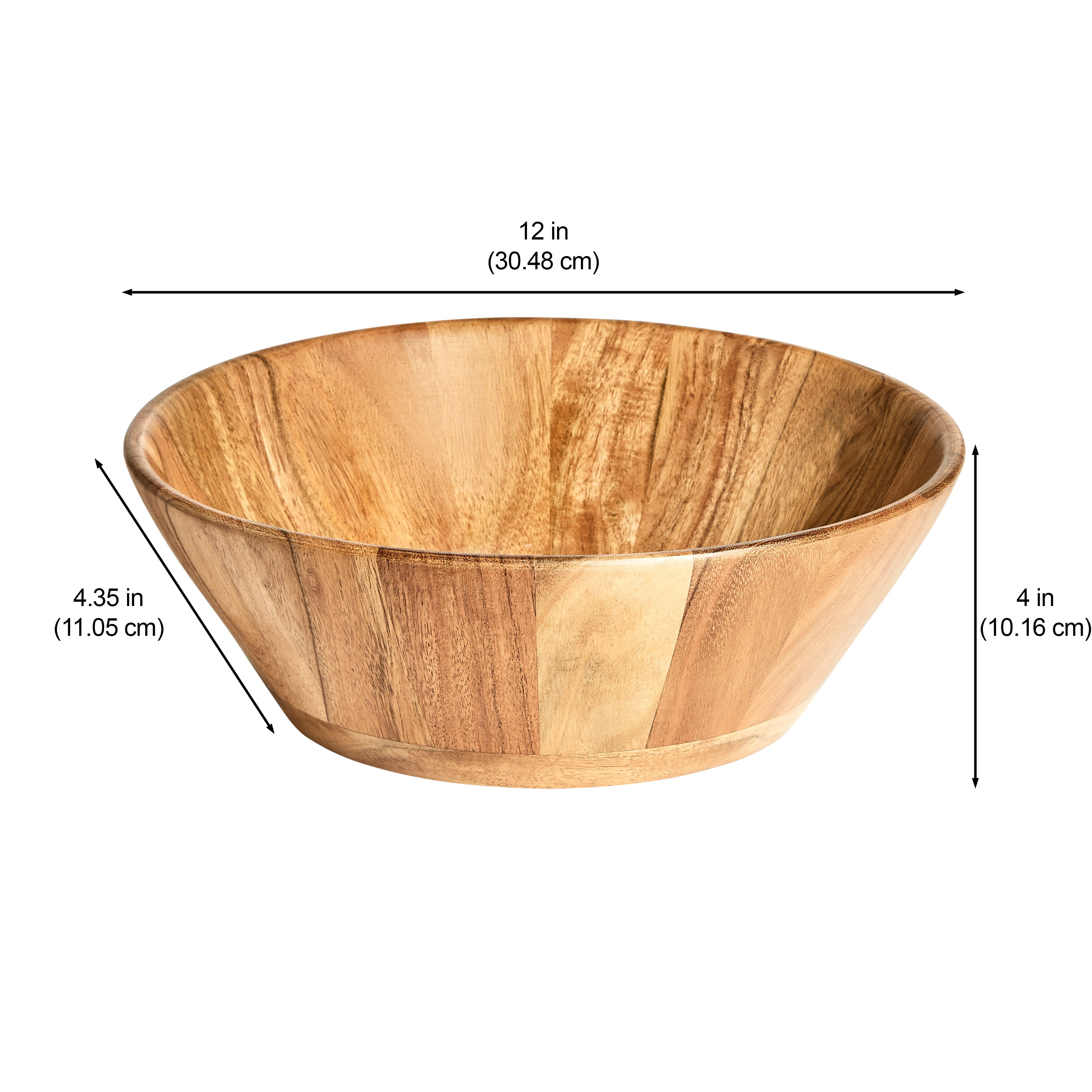 Better Homes & Gardens- Acacia Wood Large Angled Serving Bowl, Natural Finish