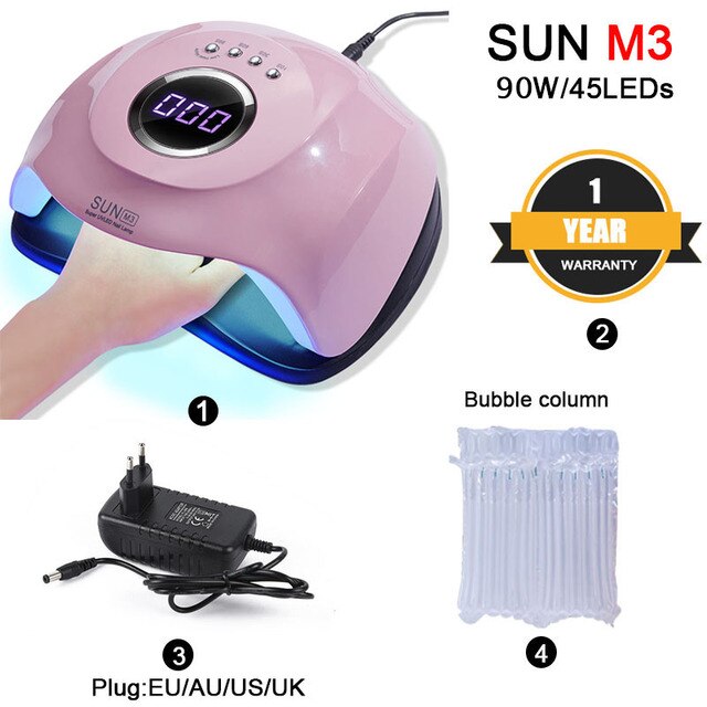 SUN M3 90W Nail Dryer UV LED Nail Lamp LCD Display Hybrid LEDs Dryer