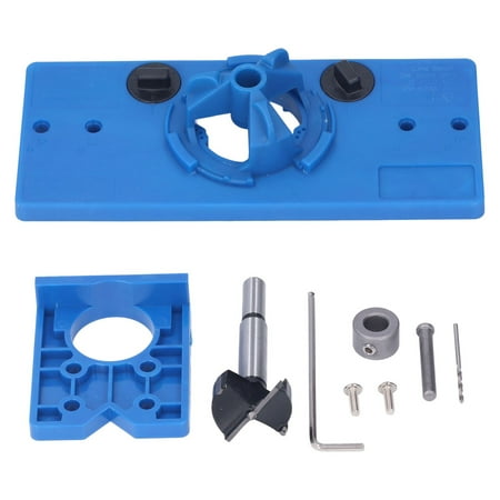 

2024 35mm Hinge Hole Saw Jig Drilling Guide Cutter Bit Set Woodworking Punching Boring LocatorBlue