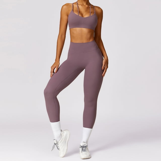 Ropa de yoga cepillada de primavera, ropa deportiva ajustada para correr y ropa deportiva de secado rápido para uso externo.