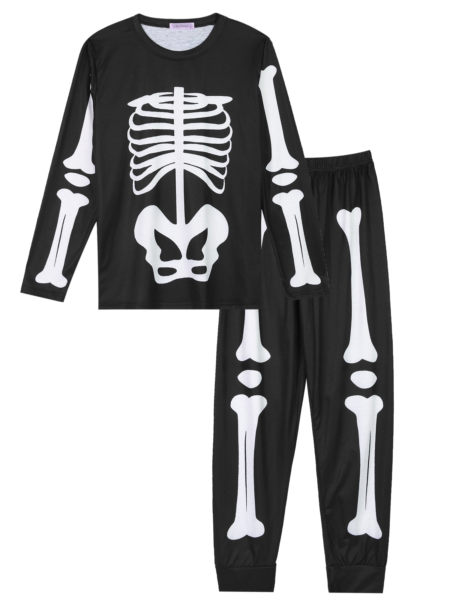 Unique Bargains Womens Family Pajama Set Halloween Long Sleeve Sleepwear Party Pj Sets S Black Women