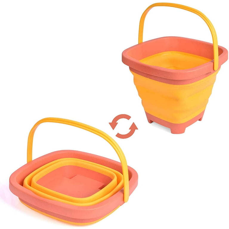 Fun Little Toys 3 Pcs Collapsible Beach Bucket, Foldable Castle Mold Sand  Buckets Pails, Beach Sand Toys for Kids Outdoor Playset,Swimming Camping