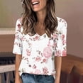 thumbnail image 2 of Birdeem Blouses pour Femmes Mode Décontractée Imprimée à Manches Courtes Col en V T-Shirt Yop, 2 of 12