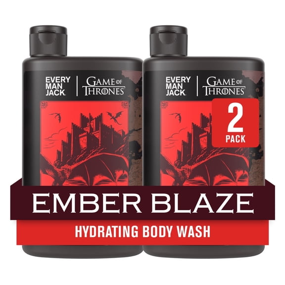 Every Man Jack Game of Thrones Collectors Body Wash - Dragonstone - Ember Blaze Scent - 13.5 oz (Pack of 2)