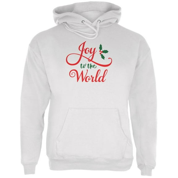 Christmas Joy to the World Script Mens Hoodie White SM